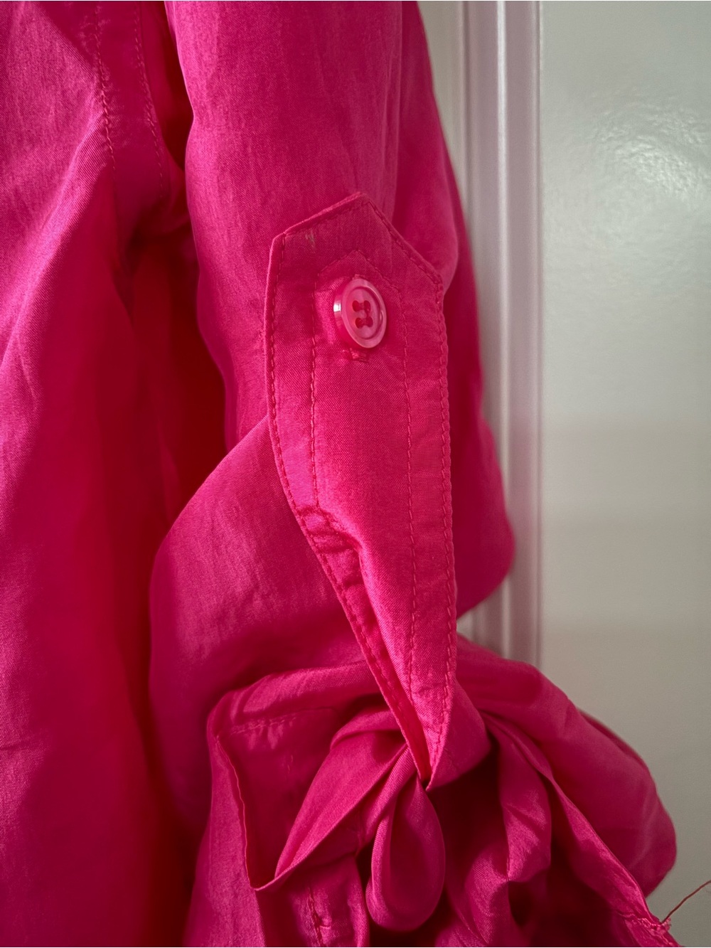 Silk Hot Pink Button-Up Shirt - Picture 7 of 7